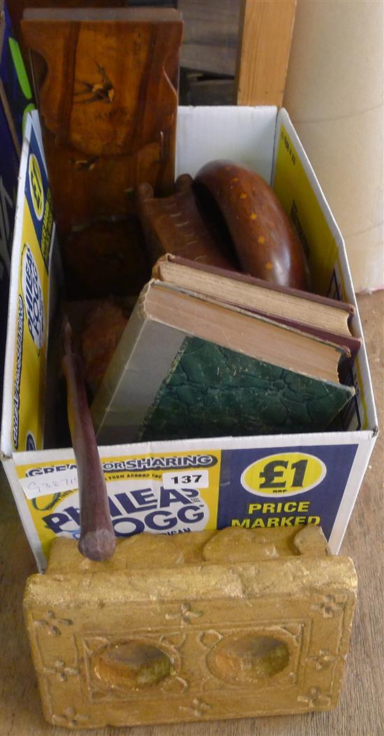 Bookslide, spear books, treen etc